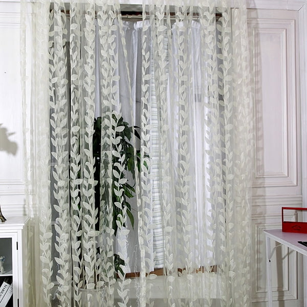 Door Window Sheer Curtain Drape Panel Leaf Voile Tulle Scarfs
